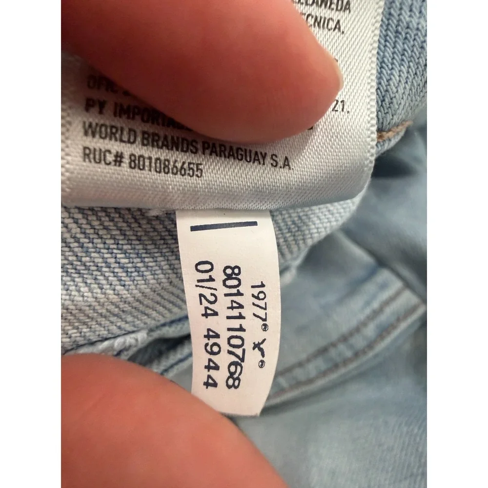 American Eagle Super High Rise Baggy Wide Leg Jeans Women 00 Light Wash Utility* - Picture 16 of 16